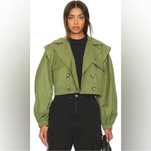 FREE PEOPLE Looking Glass Trench Coat / Loden‎ Green Sz S NWOT